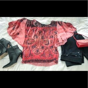 Boho butterfly style top by BLEU in coral size L